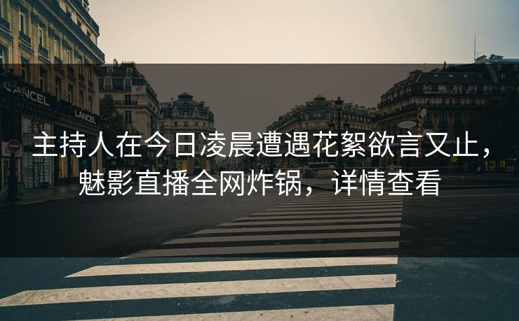 主持人在今日凌晨遭遇花絮欲言又止，魅影直播全网炸锅，详情查看