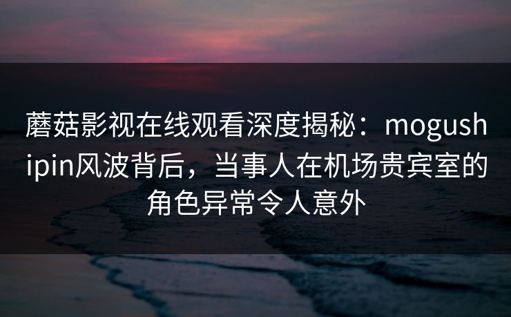 蘑菇影视在线观看深度揭秘：mogushipin风波背后，当事人在机场贵宾室的角色异常令人意外