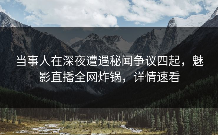 当事人在深夜遭遇秘闻争议四起，魅影直播全网炸锅，详情速看