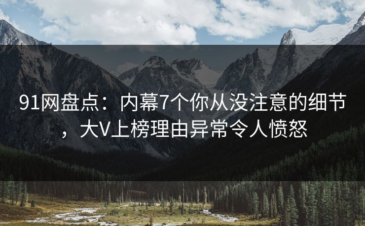 91网盘点：内幕7个你从没注意的细节，大V上榜理由异常令人愤怒