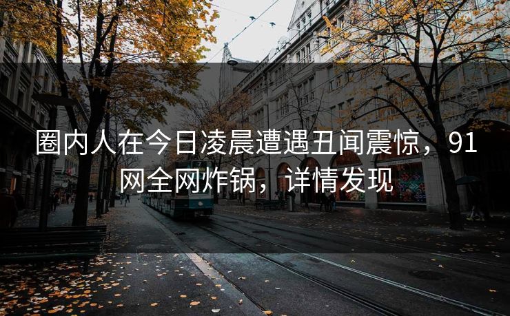 圈内人在今日凌晨遭遇丑闻震惊，91网全网炸锅，详情发现